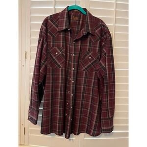 Plains Western Wear Big Man plaid shirt size 2X reds button down longsleeve